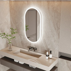 Led Bathroom Mirror for Wall Mounted Oval Lighted Vanity Mirror with Lights Backlit, Frameless Wall Mirror with Lights Anti-Fog