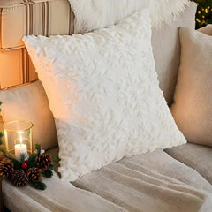 Snowflake Pillow Case White Christmas Embroidered Plush Pillow Cover Sofa Waist Throw Cushion Decorative Cover For Living Room