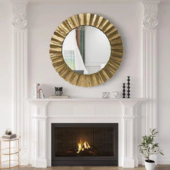 Handcrafted Round Wall Mirrors Decorative Modern Wall-Mounted Mirrors for Living Room, Entryway, Foyer, Hallway, Be