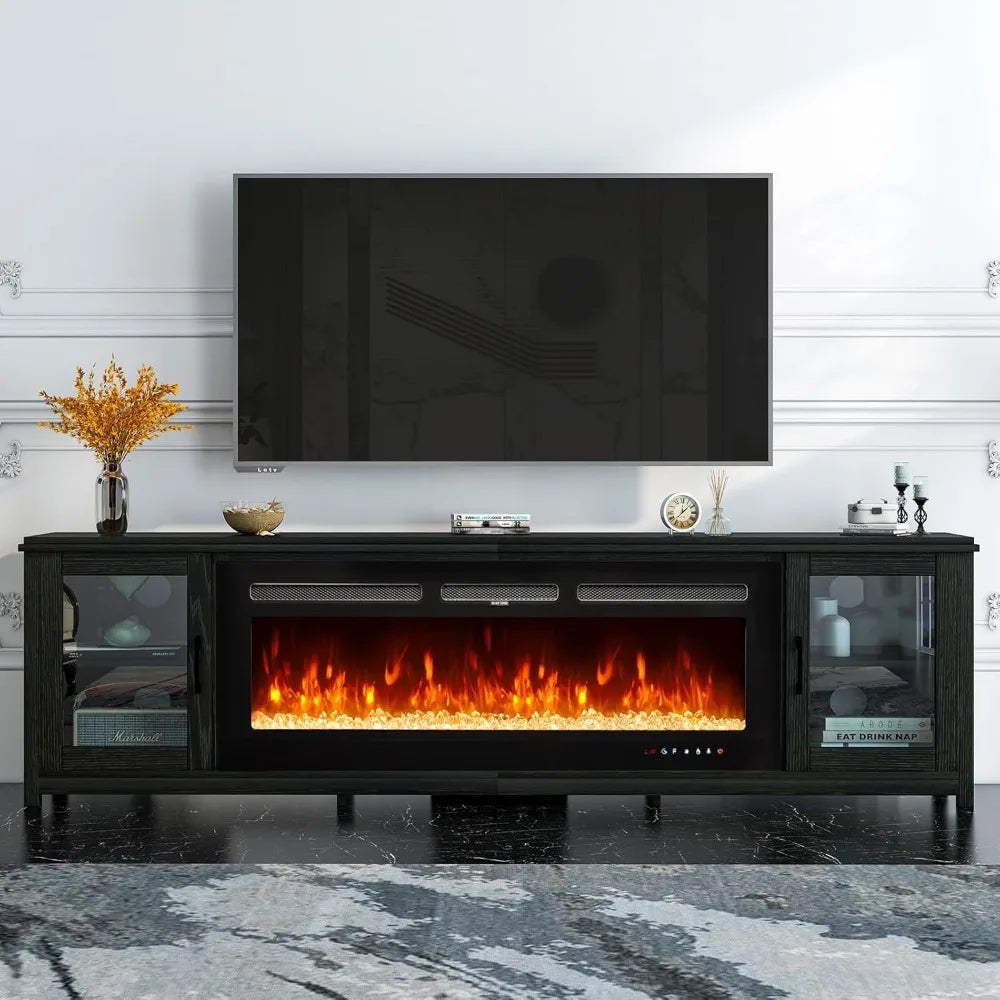 Fireplace 50" with TV Stand, 80" Modern Fireplace Entertainment Center,TV Console Cabinet for TVs Up to 90", Fireplace TV Stand