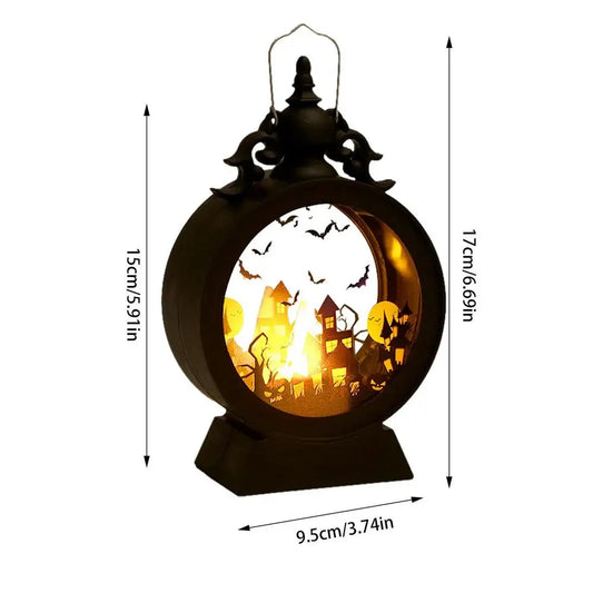 Halloween LED Pumpkin Lantern Decorative Gothic Vintage Witch Castle Lantern For Table Centerpieces Windows Walls Decoration