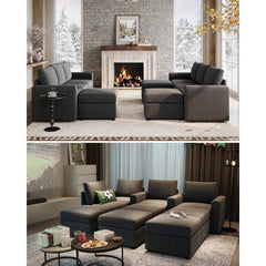 Modular Combination Sofa, Oversized Combination Sofa with Storage Space, Footstool,modular Combination Sofa Bed with Memory Foam