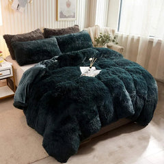 Plush Shaggy Duvet Cover Luxury Ultra Soft Crystal Velvet Bedding 1PC(1 Faux Fur Duvet Cover),Zipper Closure