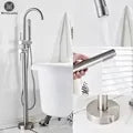 Black Floor Mounted Bath Tub Faucet Clawfoot Free Standing Bath Mixer Tap with Handshower Single Lever Bathtub Faucet