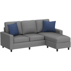 Best Choice Products Upholstered Sectional Sofa, Compact Spaces w/Chaise Lounge,3-Seat, L-Shape Design, Reversible Ottoman Bench