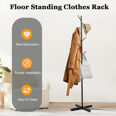 Modern Metal Coat Rack Free Standing 7 Hooks Hall Tree in Corner Hat Hanger & Coat Racks Stand Entryway Organizer