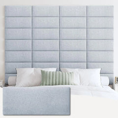 Upholstered Wall Mounted Headboard, 3D Soundproof Wall Panels Peel and Stick Headboard for King Size, Reusable and Removable