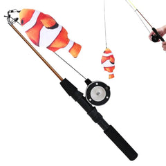 Retractable Cat Wand Toy Cat Teaser Fish Toy With And Wheel Kitten Toys With Fishing Pole For Cats Kittens Having Fun Exerciser