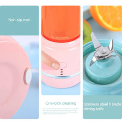 Portable Electric Fruit Juicer Wireless USB Rechargeable 6 Blades Mini Mixer Multifunction Summer Smoothie Blender Machine