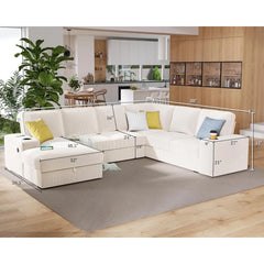 Oversized Sofa, U Shaped Sofa Couch with Storage Chaise,Sectional Sofa Couch with USB Ports & Cup Holder,Corduroy Oversized Sofa