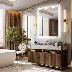 LED Backlit Mirror Bathroom Vanity with Lights,Anti-Fog,Dimmable,CRI90+,Touch Button,Water Proof,Horizontal/Vertical