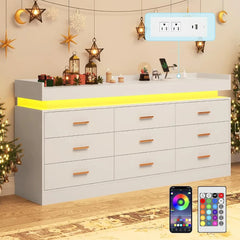 Dresser with Charging Station , Modern Chest of Drawers with Power Outlet, Organizer Cabinet for Bedroom, Living Room