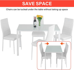 Dining Table Set Glass for Small Spaces Kitchen Table and Chairs for 4 Table with Chairs Home Furniture Rectangular Modern