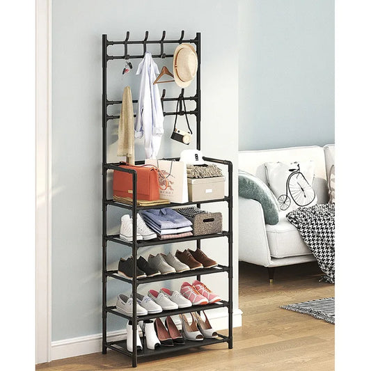 5 tier simple coat rack, multi-functional coat rack, strong and stable material, household dust storage shoe racks