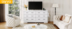 Dresser for Bedroom, 59.5 Inch Wide Modern Dresser TV Stand with Large Drawers & Bar Handles, Storage Dressers with Power Outlet