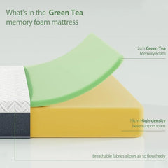 Twin Mattress, 8 Inch Green Tea Memory Foam Mattress in a Box, Medium Firm Twin Size Mattress