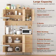 Kitchen Pantry Cabinet with Microwave Shelf,  Kitchen Hutch Cabinet with Charging Station, Cupboard Cabinet for Kitchen