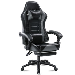 Ergonomic Gaming Chair with Footrest, PU Leather Video Game Chairs for Adults, Reclining Gamer Chair Office Chair