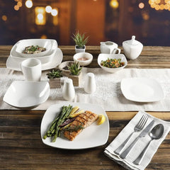 Kitchen Dinnerware Set Porcelain Chip and Scratch Resistant Dinnerware Plates, Bowls, and Mugs Sets