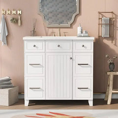 36  Bathroom Vanity with Sink Top Set  Bathroom Storage Cabinet with Soft Close Doors and Drawers  Modern Cabinets for Bathroom