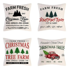 4PCS Christmas Cushion Covers 45x45 Cm Farmhouse Xmas Decor Red Green Plaids Santa Pillow Cover Christmas Decorations Noel Kerst