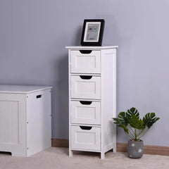 FreeStanding Bathroom Storage Cabinet with 4 Drawers Organizer Side Organizer