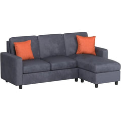 Best Choice Products Upholstered Sectional Sofa, Compact Spaces w/Chaise Lounge,3-Seat, L-Shape Design, Reversible Ottoman Bench