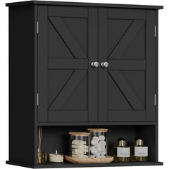 Bathroom Wall Cabinet, Bathroom Cabinet with Barn Doors & Adjustable Shelf, Medicine Cabinet for Laundry Room, Living Room