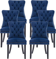 Velvet Dining Chairs , Upholstered Dining Room Chairs with Ring Pull Trim and Button Back, Luxury Tufted Dining