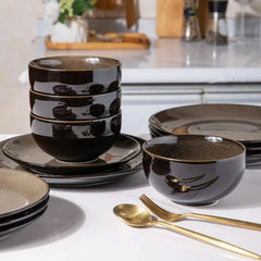 Ceramic Dinnerware Sets,Stoneware Coupe Plates and Bowls Sets,Highly Chip and Crack Resistant | Dishwasher & Microwave