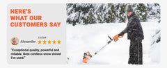 Cordless Snow Shovel with Wheels, 48V | 16-Inch | 4-Ah Brushless Cordless Snow Blower, Battery Snow Blower with Directional Plat