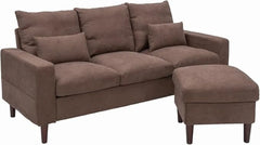 Convertible Sectional Sofa Couch with Reversible Chaise, L-Shaped Couch Linen Fabric for Small Space, Apartment