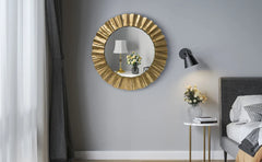 Handcrafted Round Wall Mirrors Decorative Modern Wall-Mounted Mirrors for Living Room, Entryway, Foyer, Hallway, Be