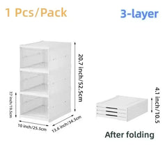 6 Layers Shoes Box Foldable Transparent Sneaker Shoe Storage Organizers Box Stackable Dustproof High-top Cabinet Shoe Rack Shelf