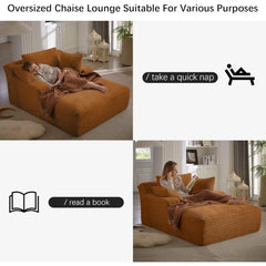 Oversized Chaise Lounge Chair Indoor, Upholstered Modern Sofa Couch with Throw Pillows and Armrests,Comfy Sleeper Chair