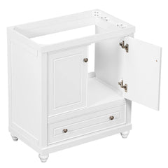 30" Bathroom Vanity with Sink, Combo, Cabinet with Doors and Drawer, Solid Frame and MDF Board, White (Old Sku:JL000006AAK)