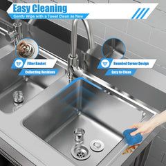 3 Compartment Freestanding Stainless Steel Utility Sink Commercial Kitchen Sink Laundry Basin with 2 Hot Cold Faucets + 3 Drains