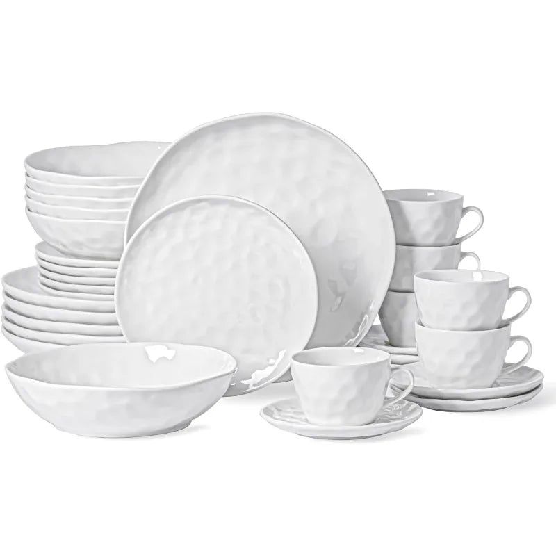 Plates and Bowls Sets, 24 Piece Dinnerware Sets, Porcelain Dinner Set with Plates, Dishes, Bowls, Modern Dish Set for 6