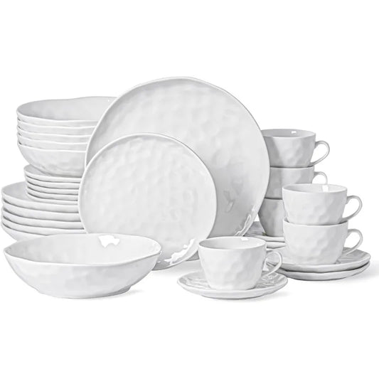 Plates and Bowls Sets, 24 Piece Dinnerware Sets, Porcelain Dinner Set with Plates, Dishes, Bowls, Modern Dish Set for 6