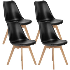 JHK PU Leather Dining Chairs Set of 4 Wooden Legs Lounge Chair for Home Kitchen Comfortable Sponge Cushion Living Room Chair