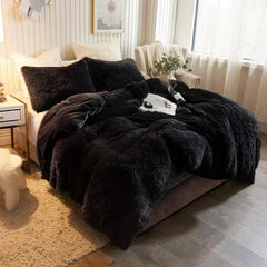 Plush Shaggy Duvet Cover Luxury Ultra Soft Crystal Velvet Bedding 1PC(1 Faux Fur Duvet Cover),Zipper Closure