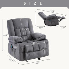 Massage Rocker Recliner Chair with Vibration Massage and Heat Ergonomic Lounge Chair for Living Room