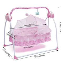 Electric Baby Bassinet Sleeper 5-speed Automatic Rocking Baby Rocker Bluetooth Connection + Timing Adjustable