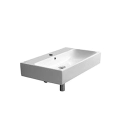 Rectangular White Ceramic Bathroom Sink Wall Mounted/Vessel Overflow 1 Hole Modern Design 30x18.9x5.1 080000-U