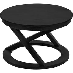 Modern Round Wood Coffee Table, 26 Inch Diameter, Black, Decorative Contemporary Transitional Coffee Table for Hosting