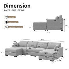 Modular Sectional Sofa, Cloud Couch Sectional 2/3/4 Seater, Corduroy Fabric Sectional Couch with Pillows for Modern Living Room