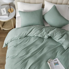 Duvet Cover Queen - Waffle Weave Textured Soft 3 Pieces Bedding Comforter Cover with Pillowcase for All Season (No Comforter