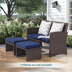 OC Orange-Casual Outdoor Loveseat 3 Piece Patio Furniture Set Outdoor Conversation Set All-Weather Wicker Love Seat