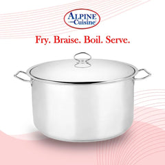 Steel Dutch Oven with Lid & Easy Cool Handle, Food Grade Stainless Steel Heavy Duty, Commercial