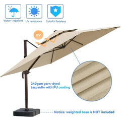 10x13FT Cantilever Outdoor Patio Umbrellas, Double Top Large Rectangle Umbrella, Rotation Offset Outdoor Sun Shade Umbrella